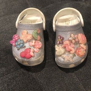 Kids Glitter Crocs Clogs with Colorful Charms